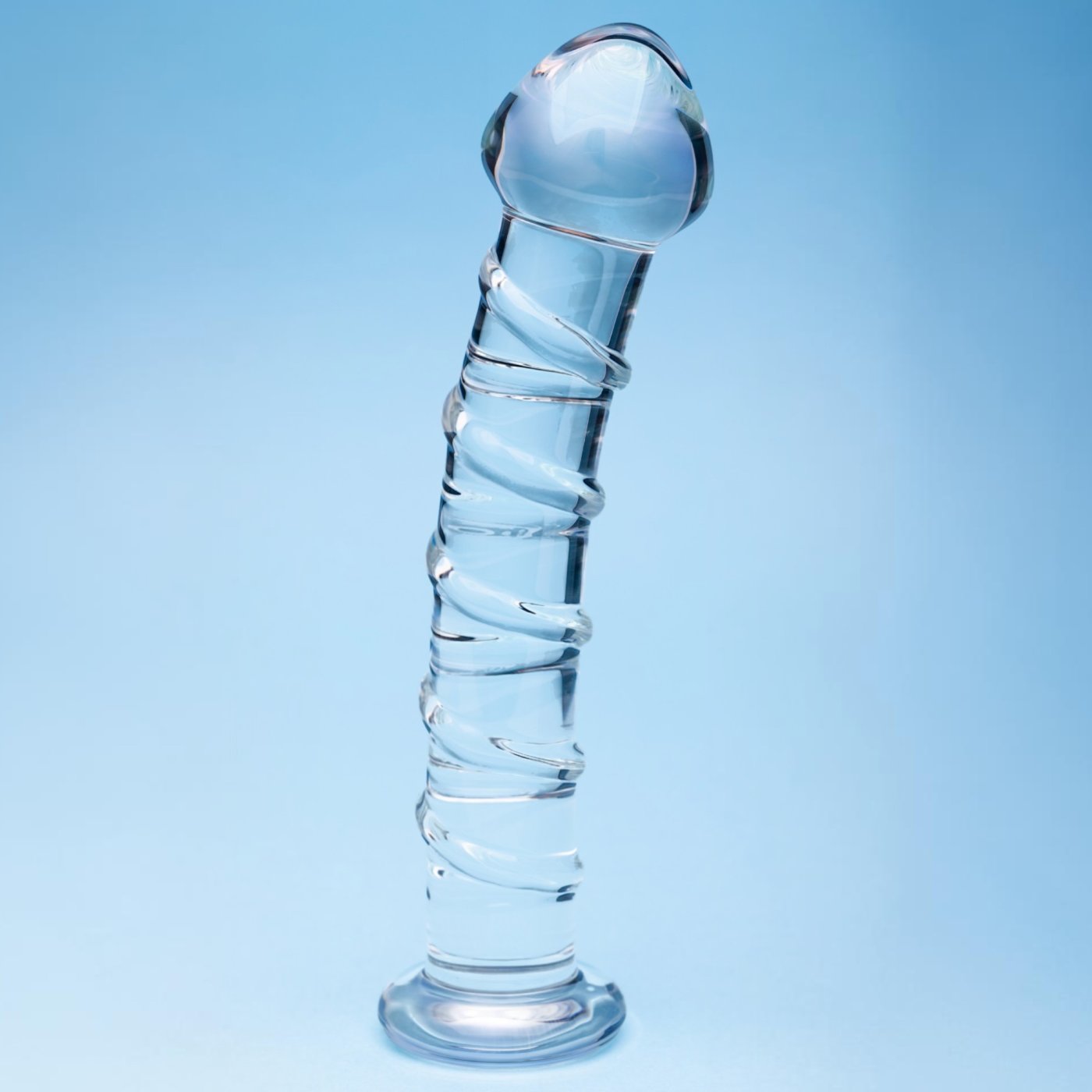 Clarity Seraphic Spiral Ribbed Glass Dildo 6.8 Inch