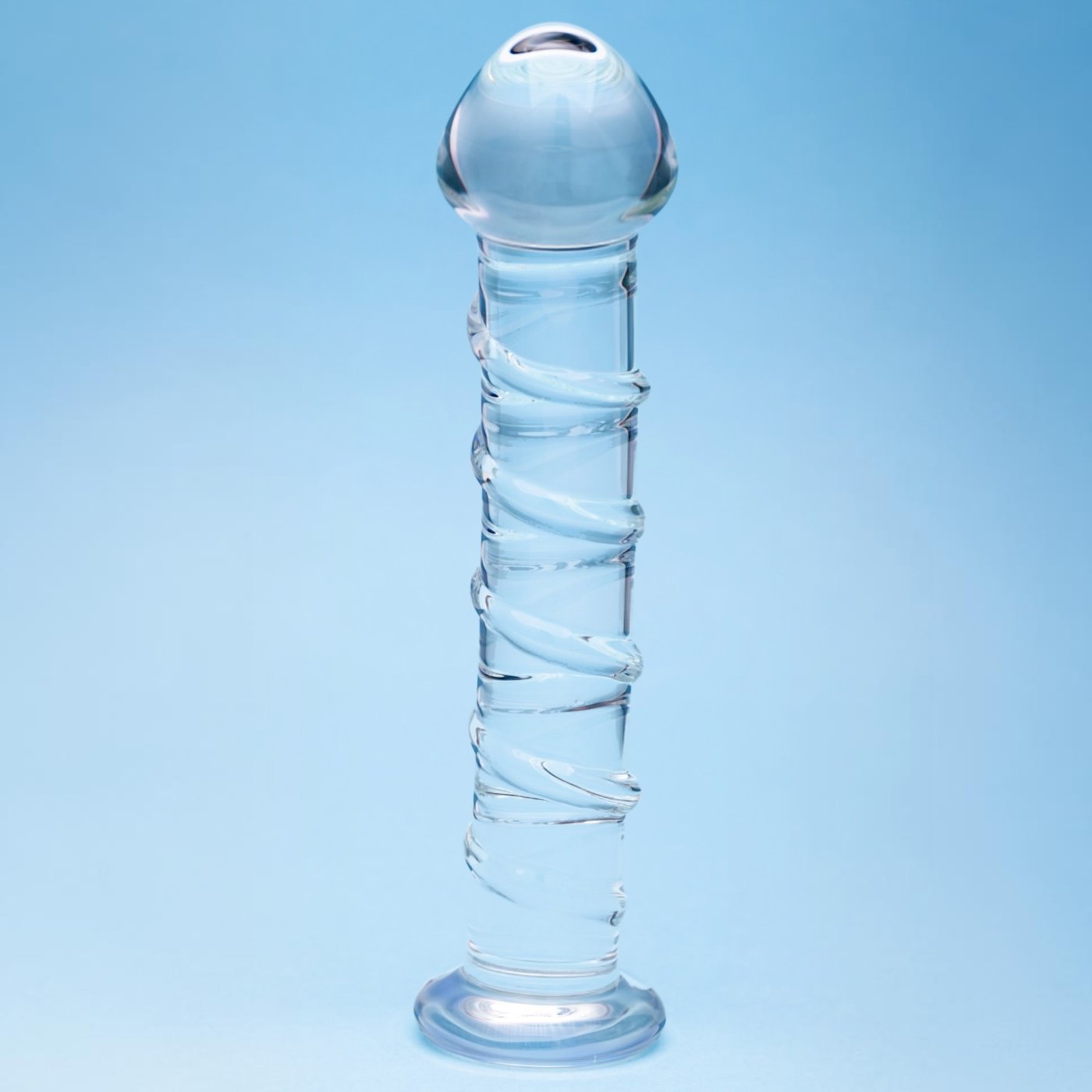 Clarity Seraphic Spiral Ribbed Glass Dildo 6.8 Inch