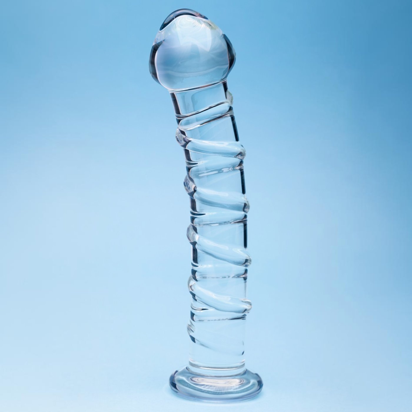 Clarity Seraphic Spiral Ribbed Glass Dildo 6.8 Inch