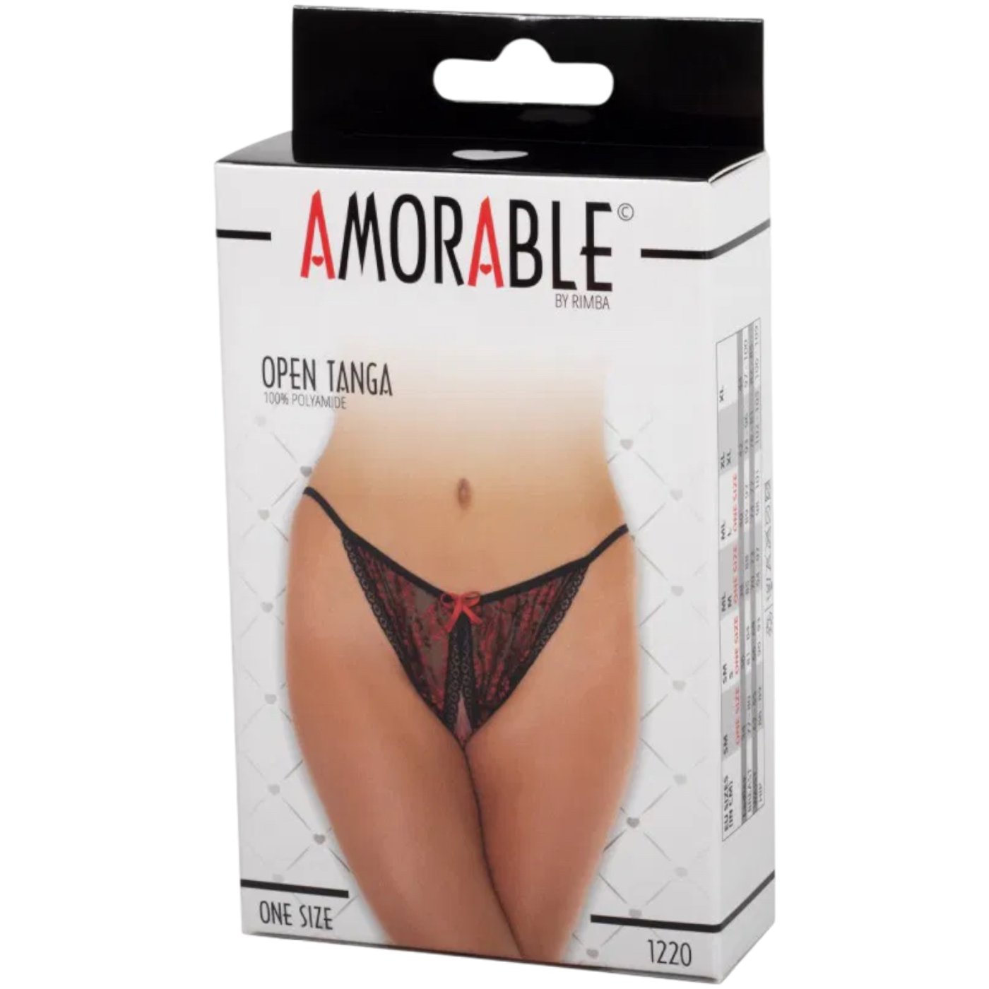 Rimba Red & Black Lace Crotchless Tanga Knickers
