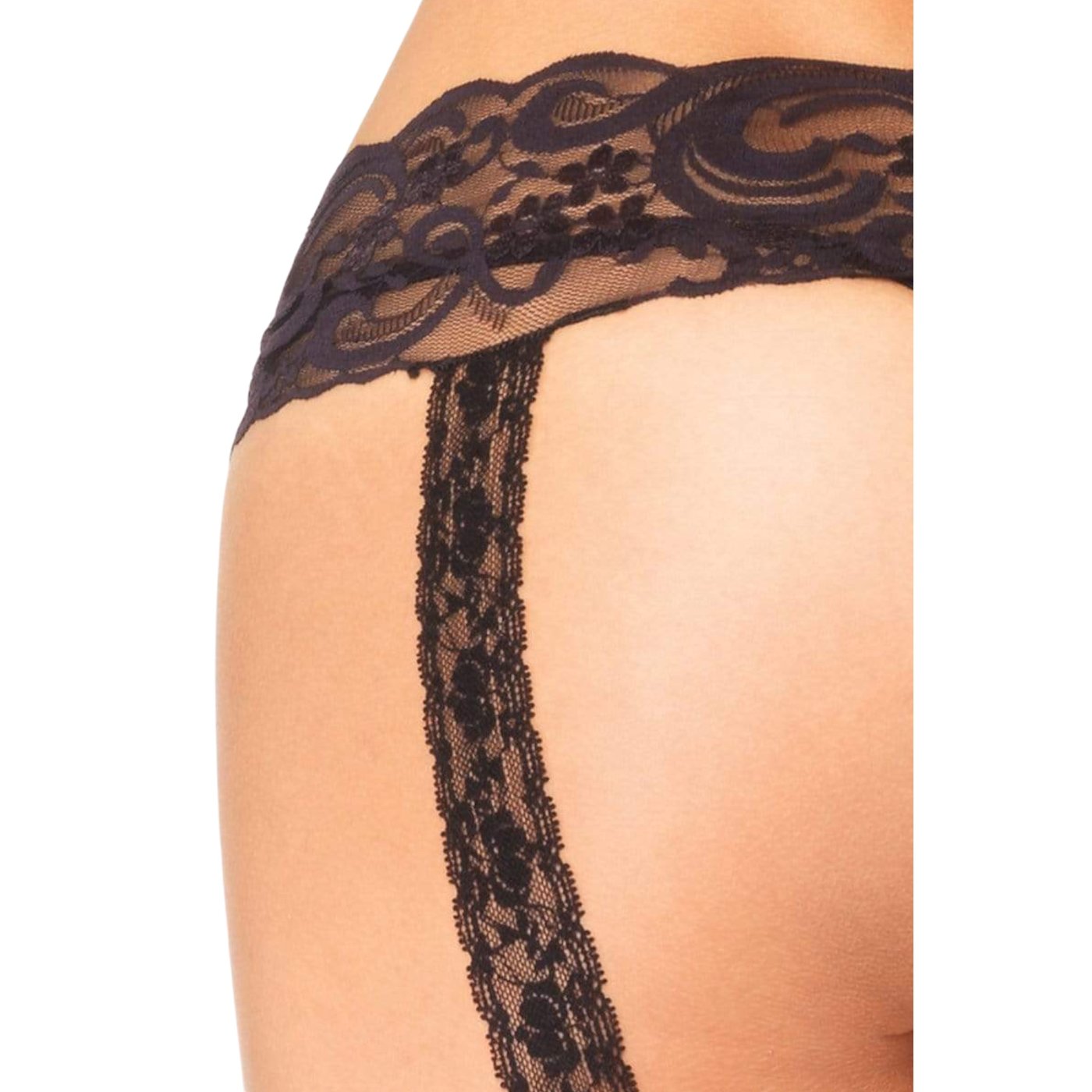 Leg Avenue Sheer Backseam Stockings with Garter Belt Black