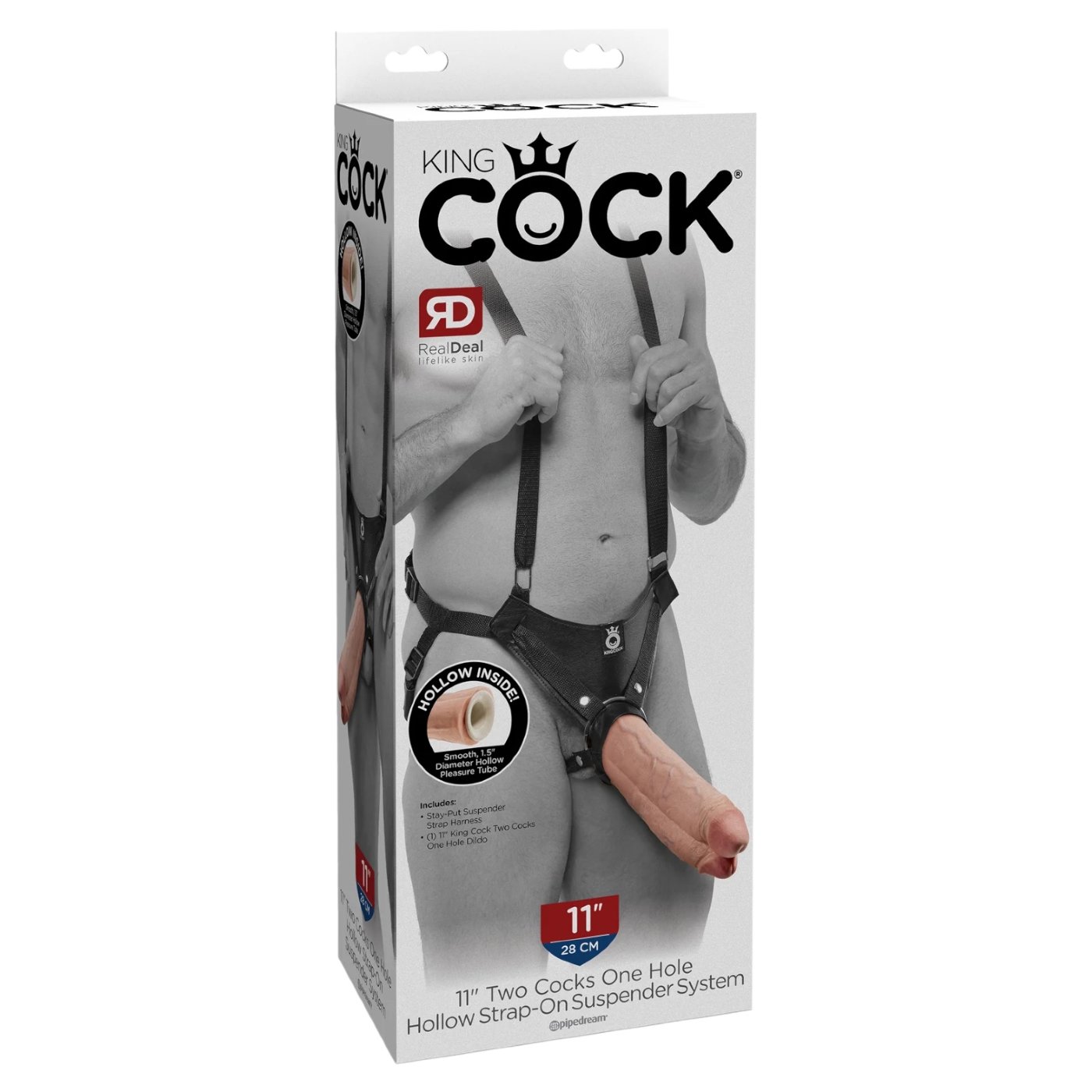 King Cock Two Cocks One Hole Hollow Strap-On Suspender System 11 Inch