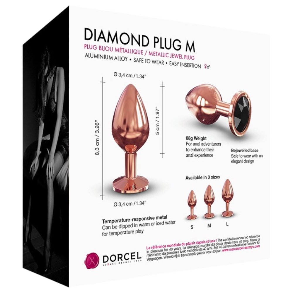 Dorcel Diamond Jewelled Rose Gold Metal Butt Plug Medium