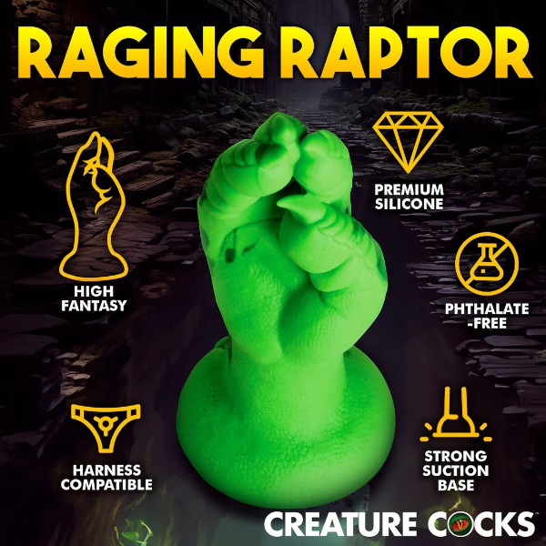 Creature Cocks Raptor Claw Silicone Fisting Dildo Green 8.6 Inch