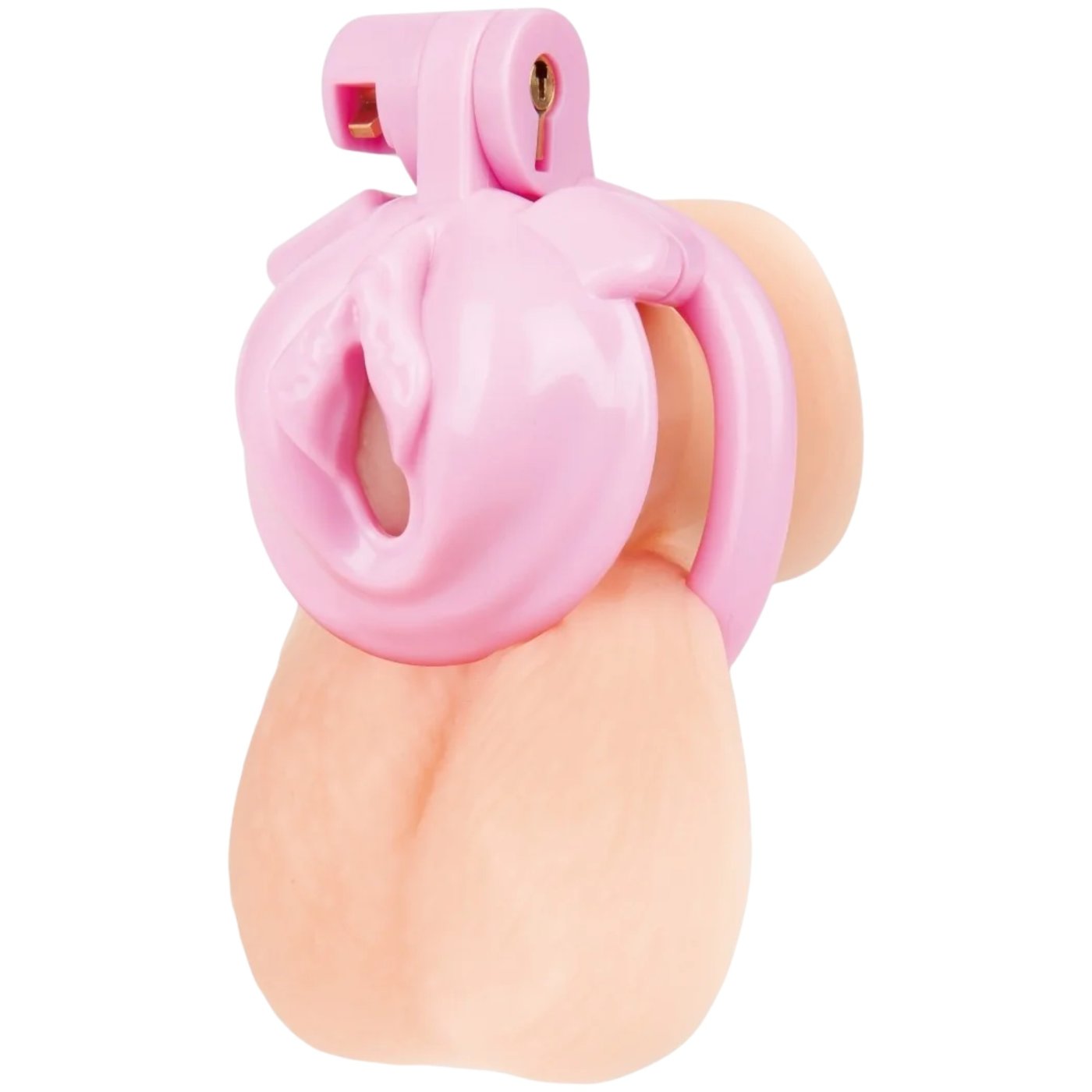 Blue Line Bitchboy Degrading Mini Pink Chastity Cage with Pussy Shape