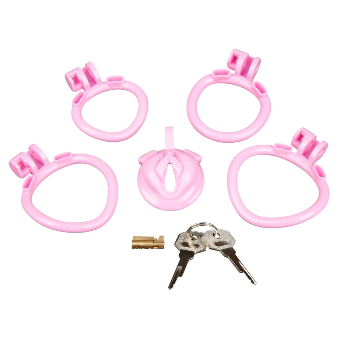 Blue Line Bitchboy Degrading Mini Pink Chastity Cage with Pussy Shape