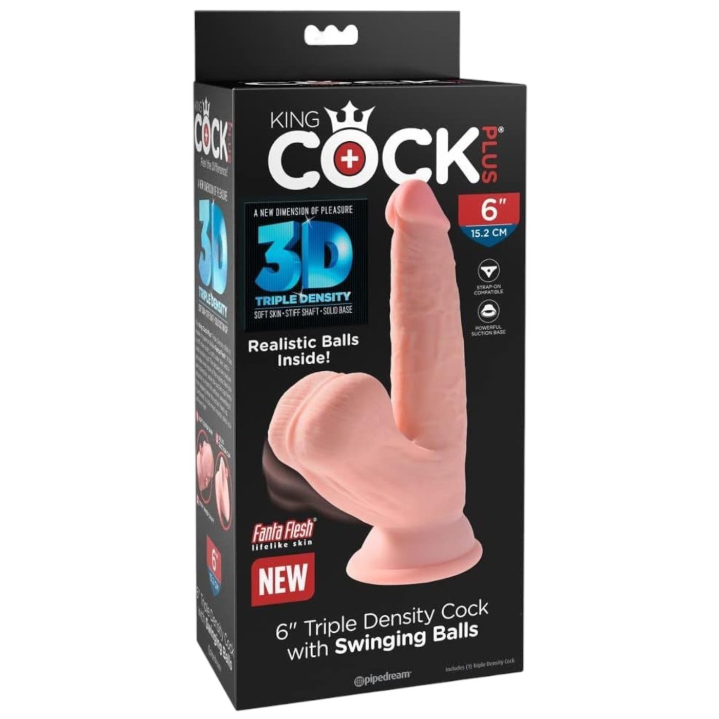 King Cock Plus 6 Inch Triple-Density Dildo with Swinging Balls