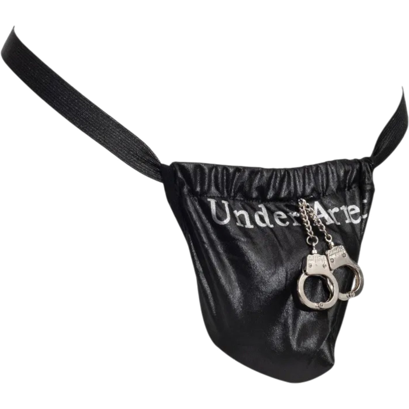 Rimba Men’s “Under Arrest” Handcuff G-String Black