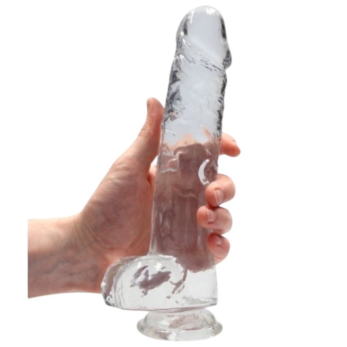 RealRock Crystal Clear Realistic Dildo with Balls 9 Inch