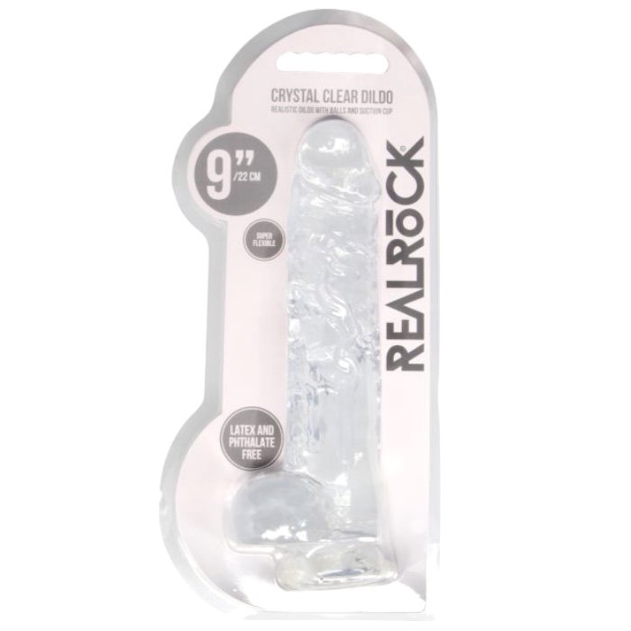 RealRock Crystal Clear Realistic Dildo with Balls 9 Inch