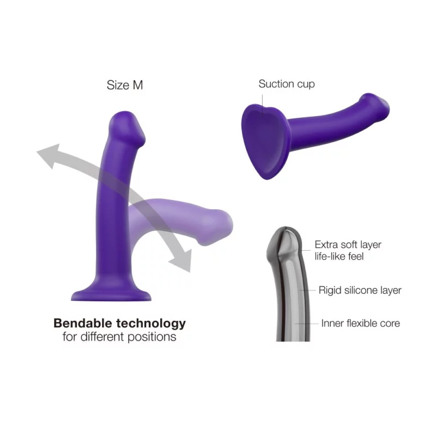 Strap-On-Me Dual Density Bendable Dildo Purple 7 Inch