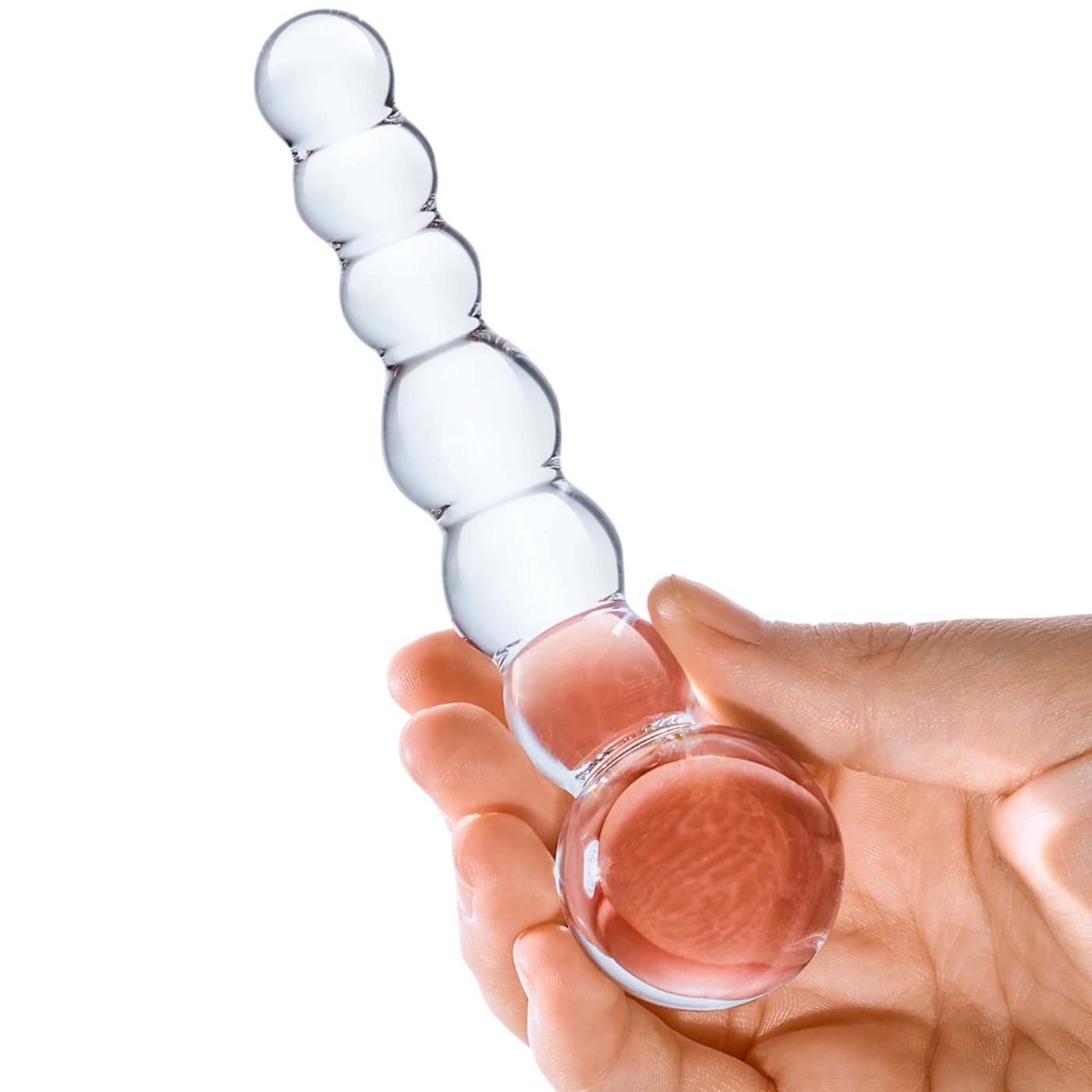 Glas Curved Beaded Glass Dildo Clear 5 Inch