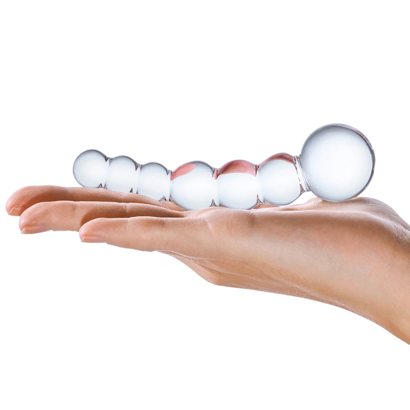 Glas Curved Beaded Glass Dildo Clear 5 Inch