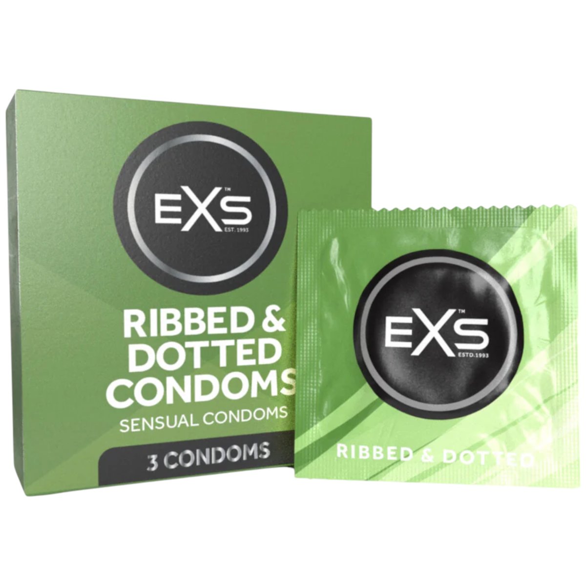 EXS Ribbed &amp; Dotted Condoms 3 Pack – EXS