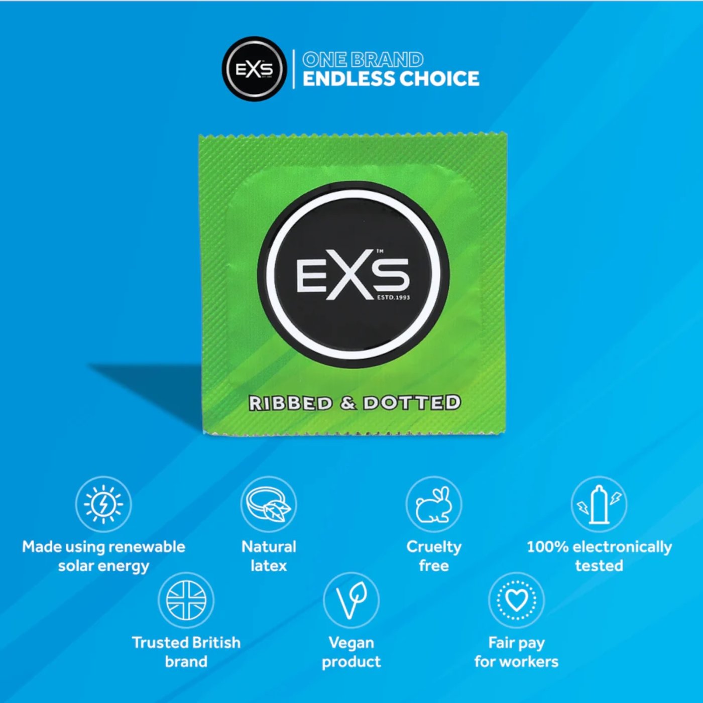 EXS Ribbed & Dotted Condoms 3 Pack