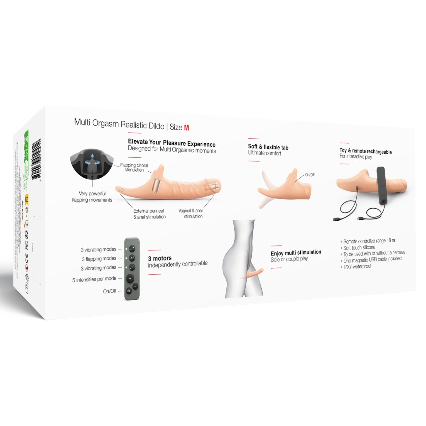 Strap-On-Me Multi Orgasm Realistic Remote Control Vibrating Dildo M