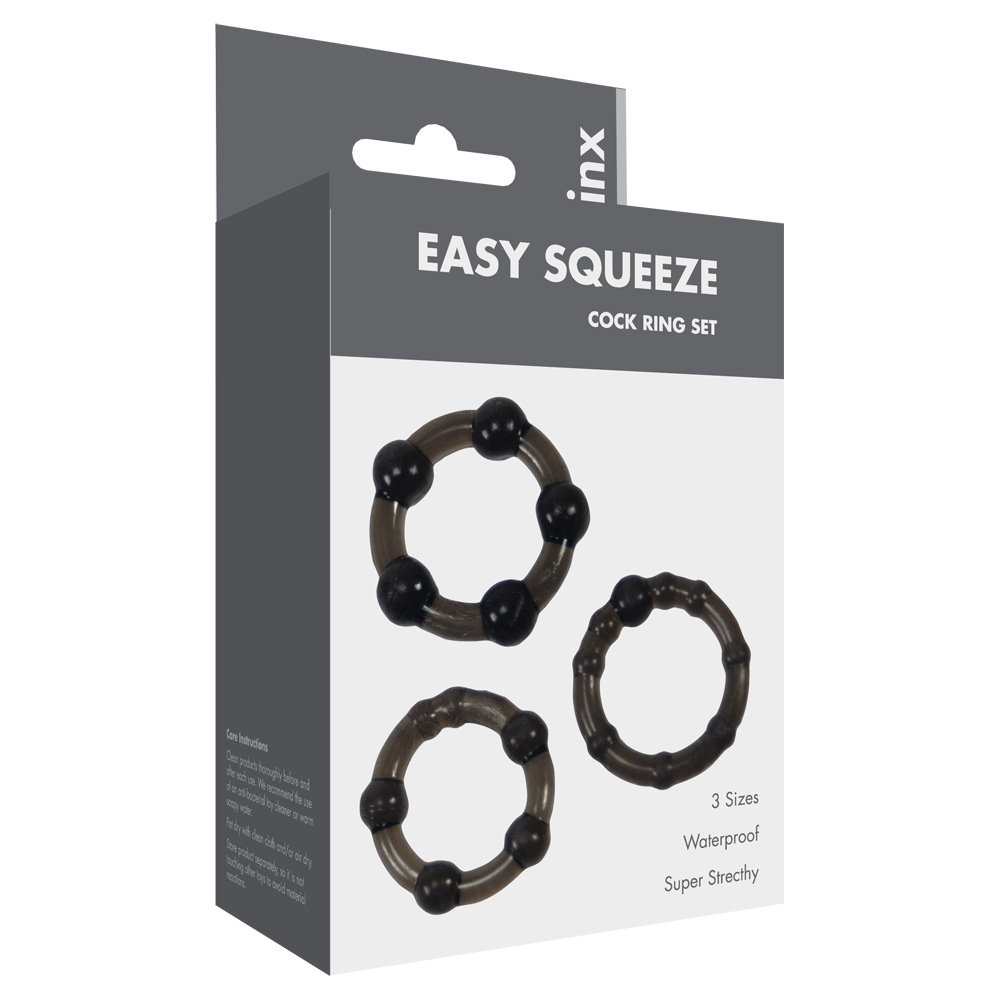 Me You Us Easy Squeeze Cock Ring Set Black