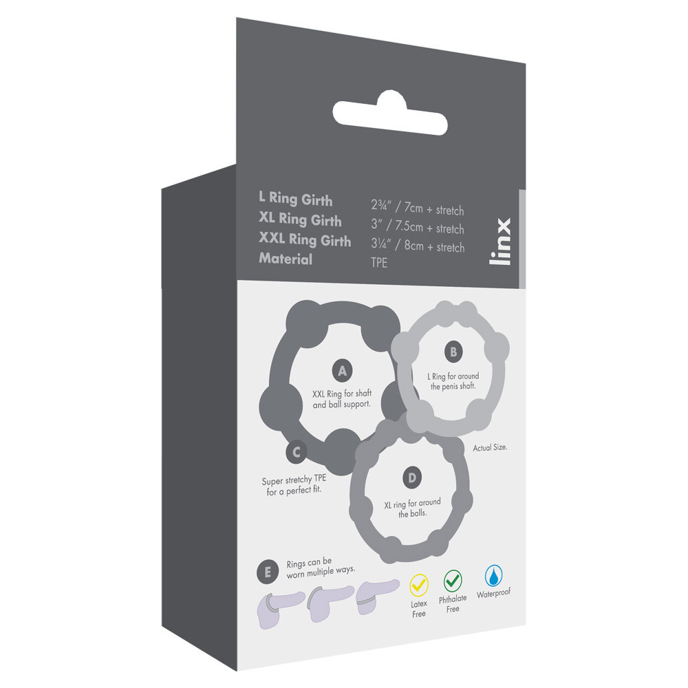 Me You Us Easy Squeeze Cock Ring Set Black