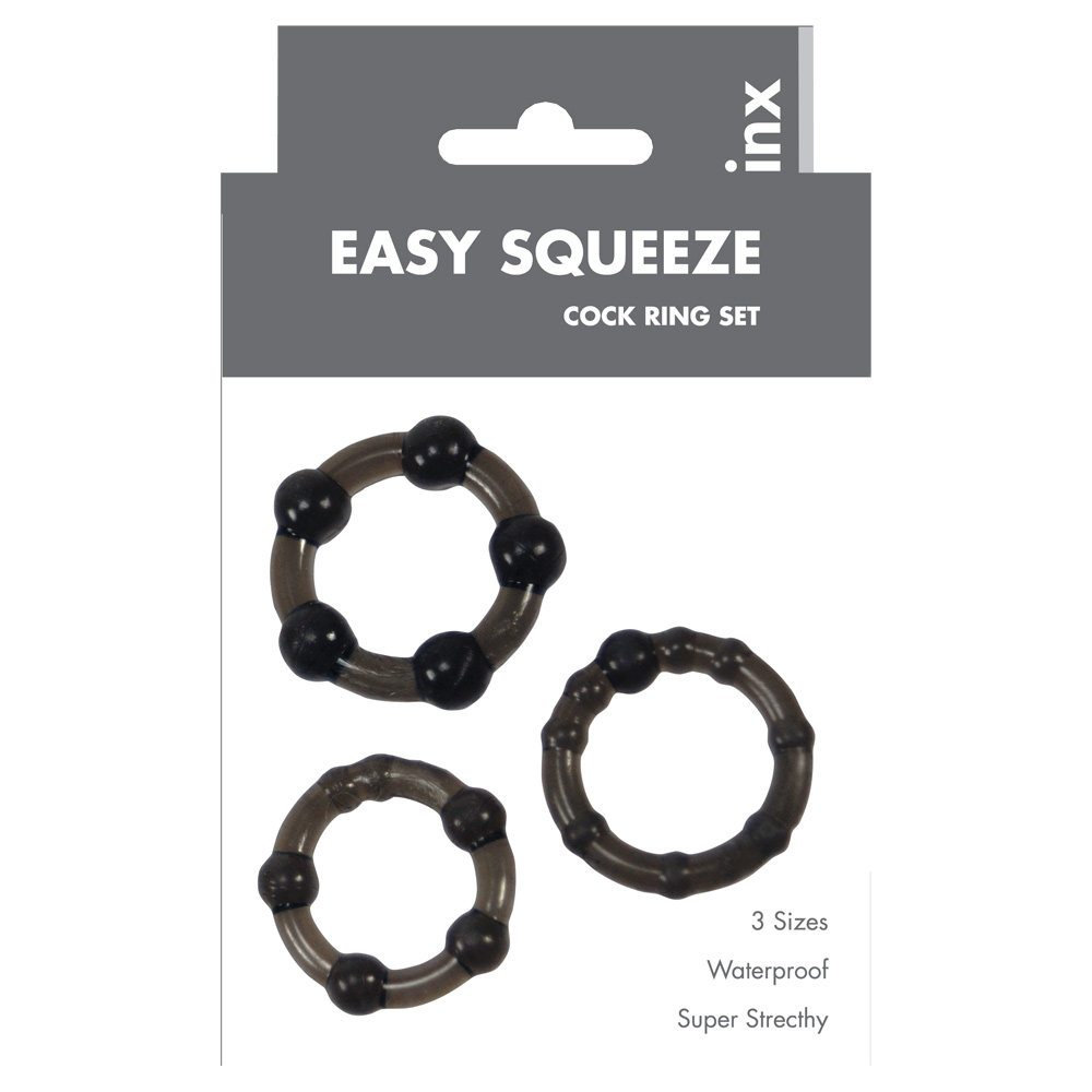 Me You Us Easy Squeeze Cock Ring Set Black