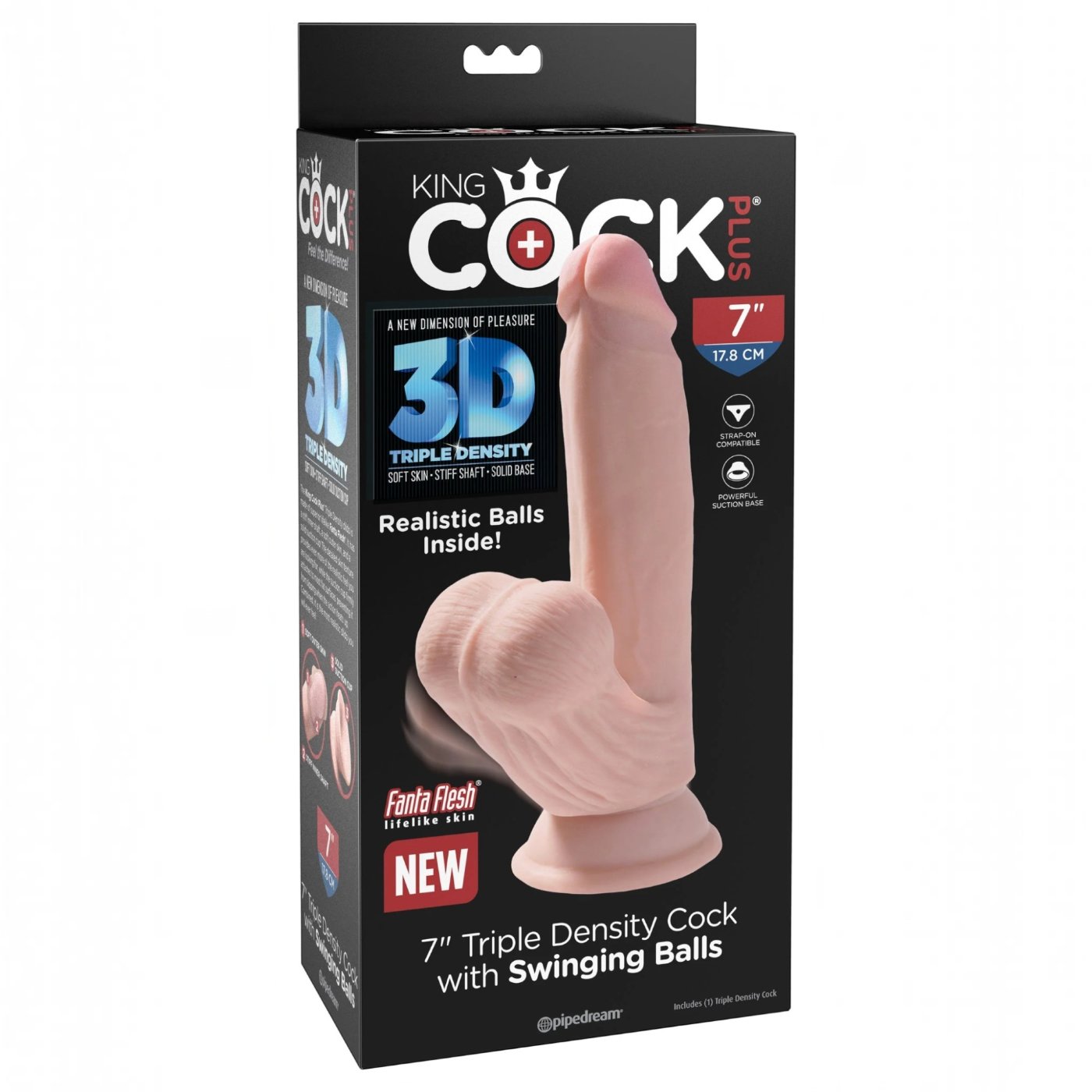 King Cock Plus 7 Inch Triple-Density Dildo with Swinging Balls