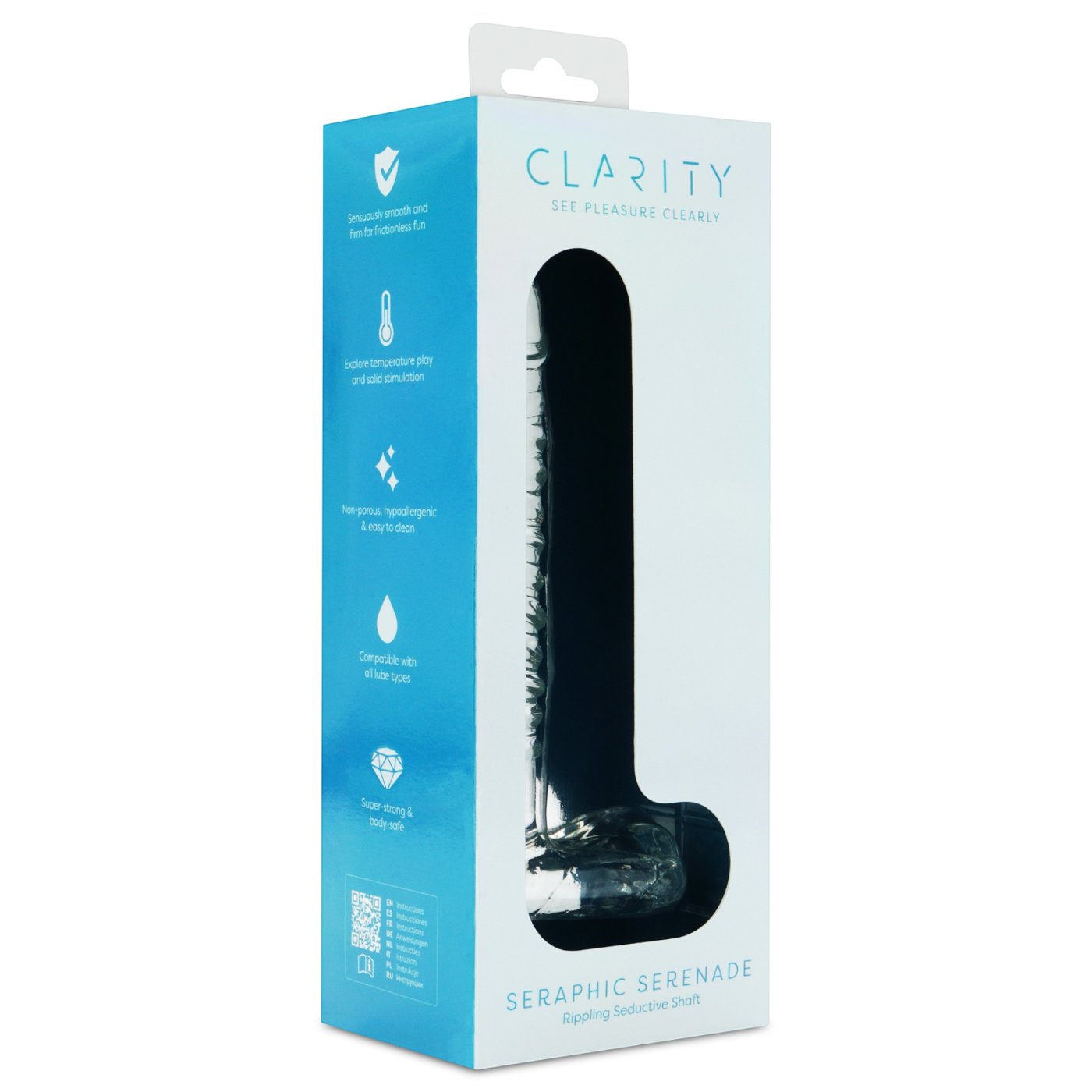 Clarity Seraphic Serenade Ribbed Glass Dildo 6.3 Inch