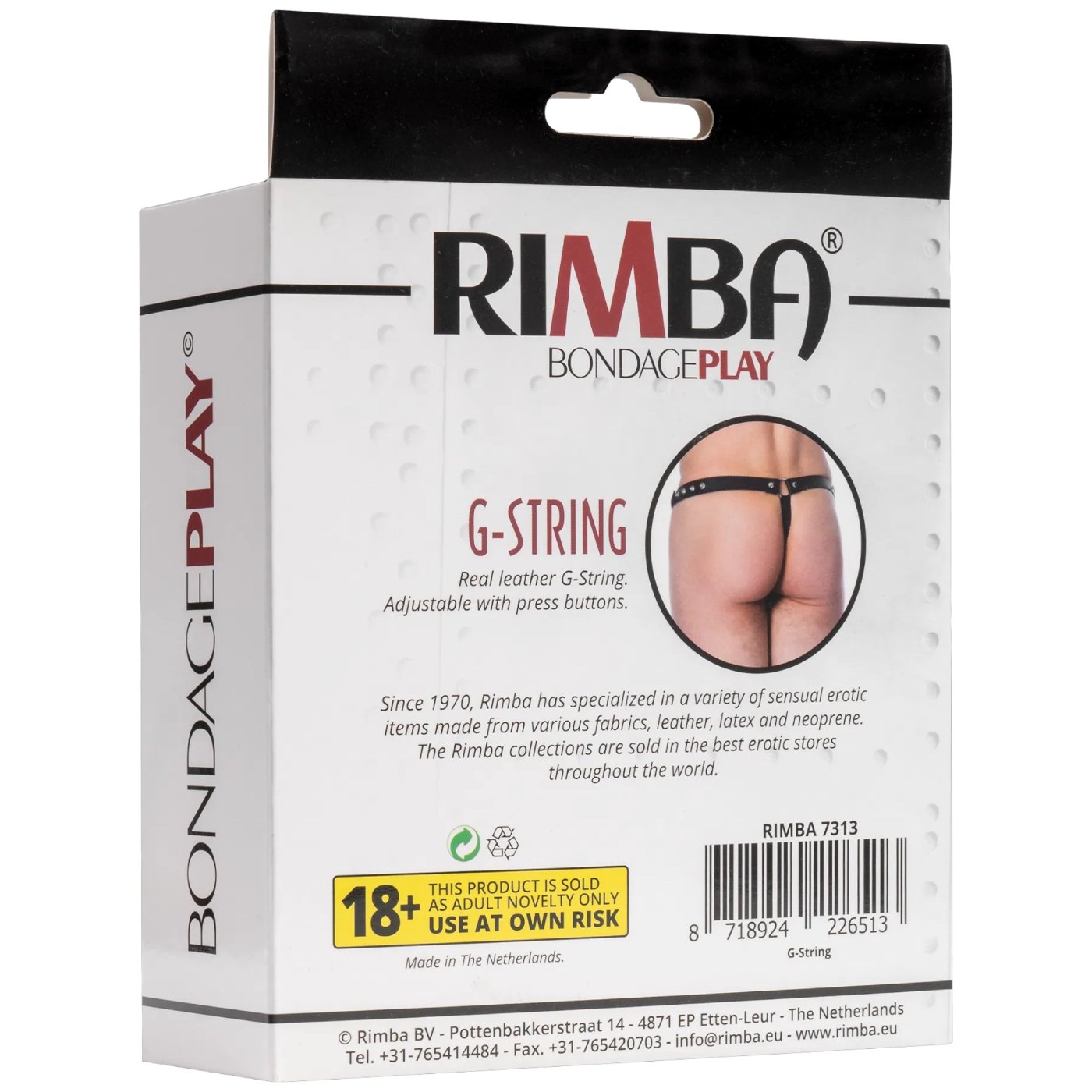 Rimba Men’s Leather Pouch Adjustable G-String Black