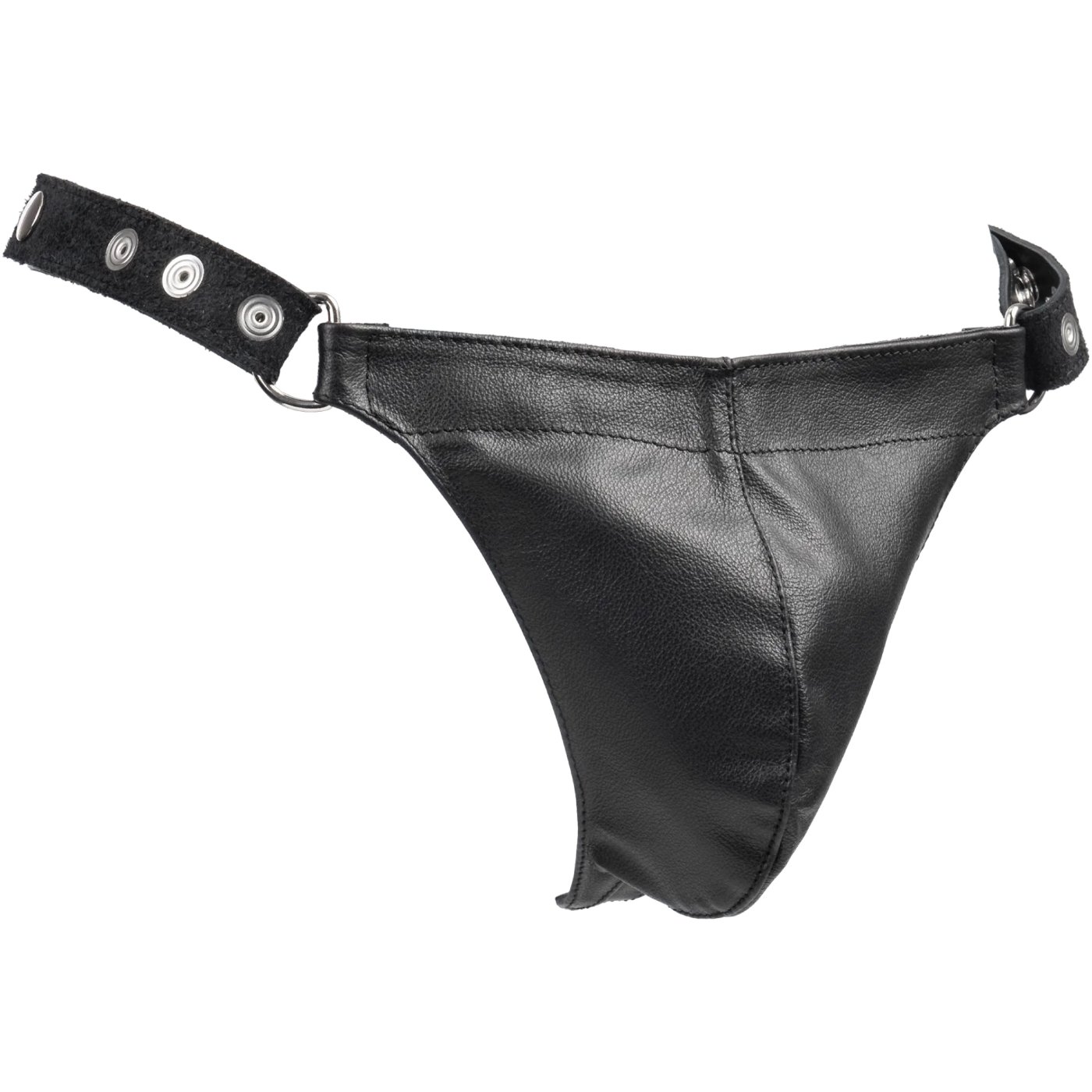 Rimba Men’s Leather Pouch Adjustable G-String Black