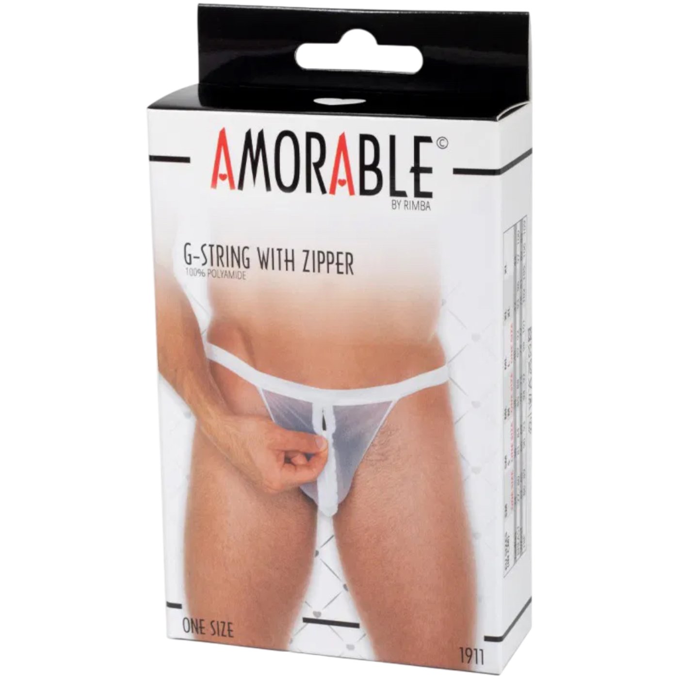 Rimba Men’s White Sheer Mesh Zip-Front G-String