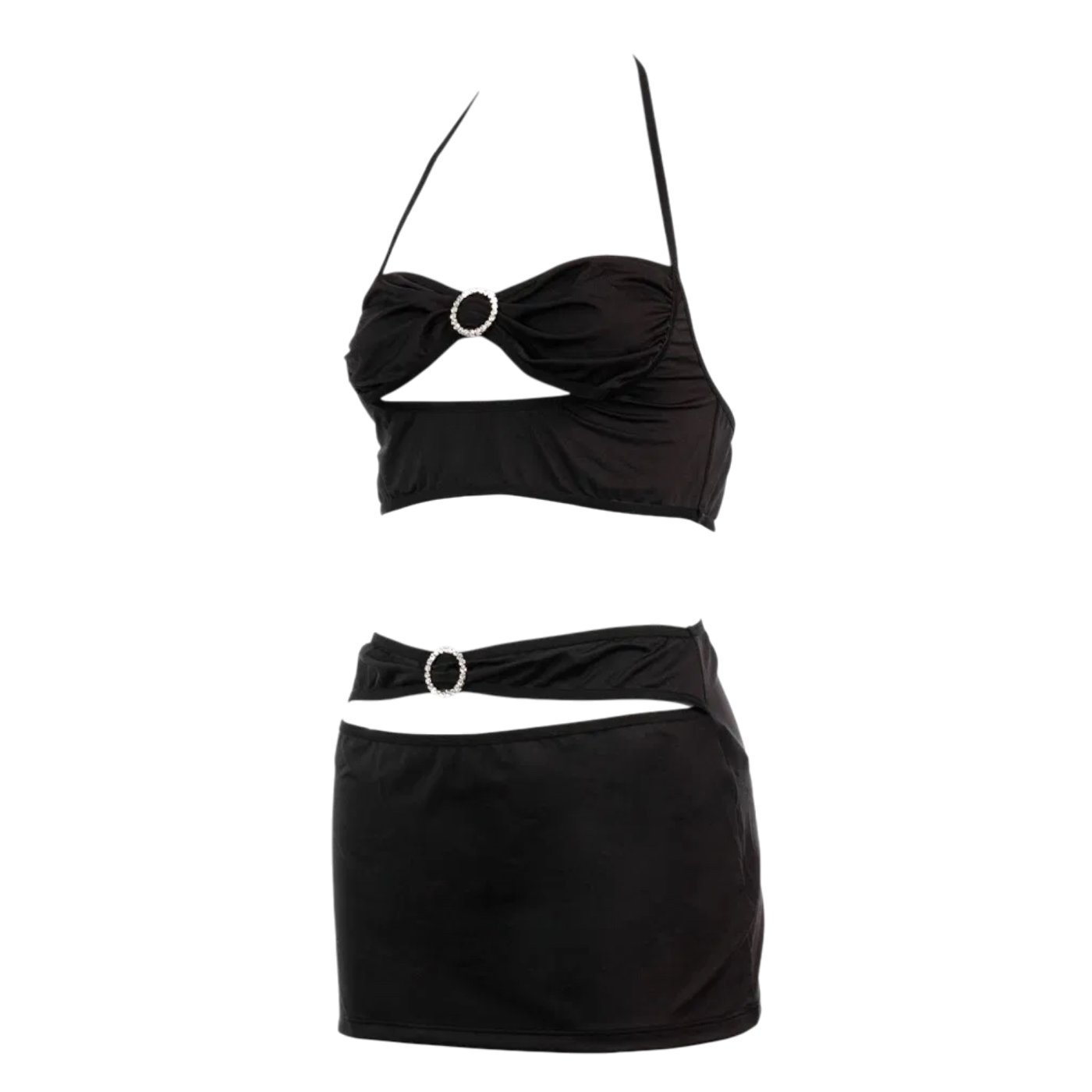 Rimba Mini Skirt & Crop Top Set Black