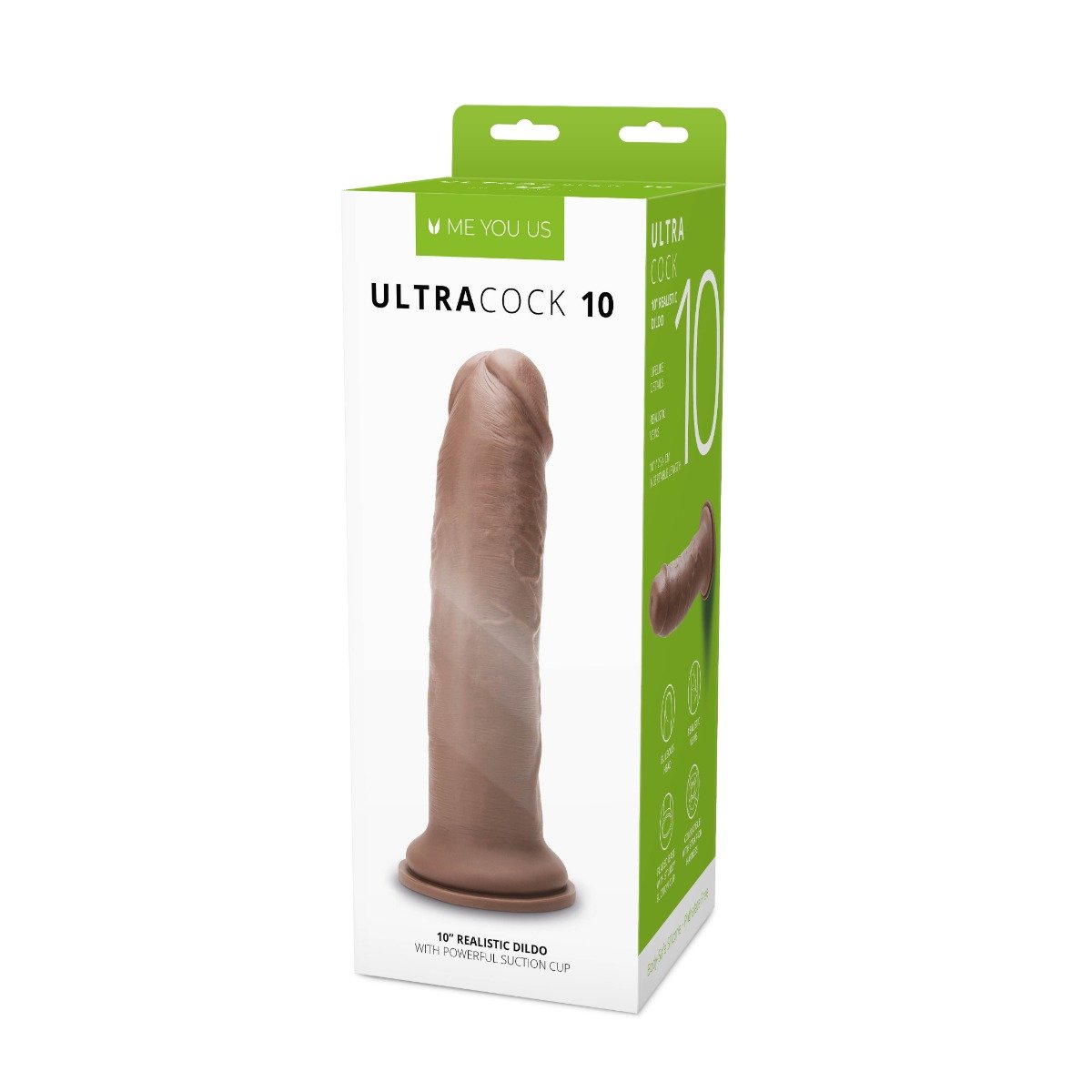 Me You Us Ultra Cock Realistic Suction Cup Dildo Brown 10 Inch