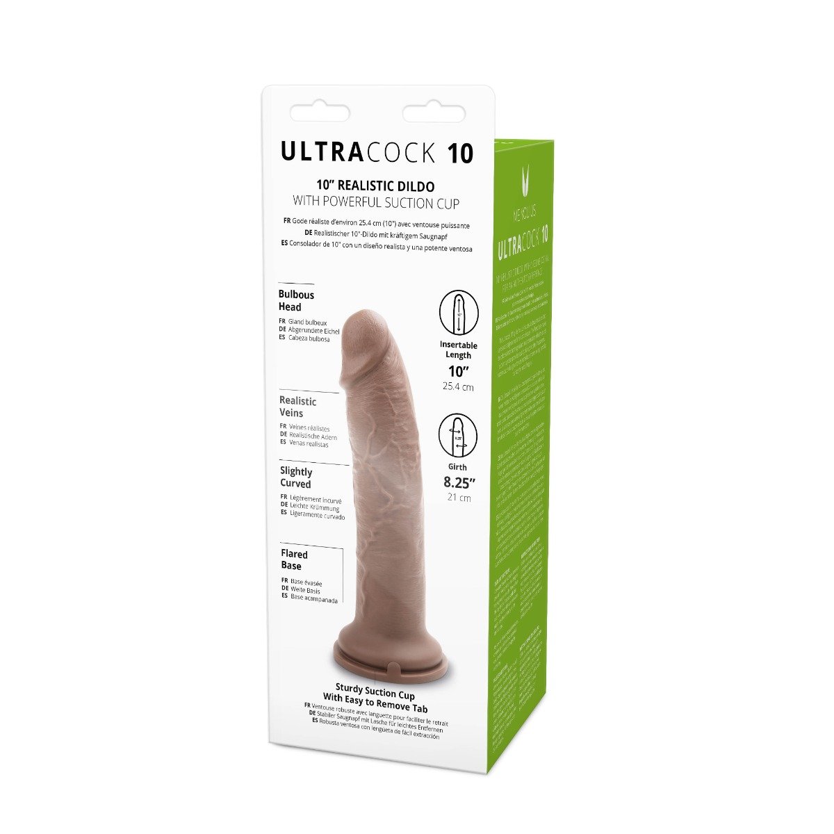 Me You Us Ultra Cock Realistic Suction Cup Dildo Brown 10 Inch