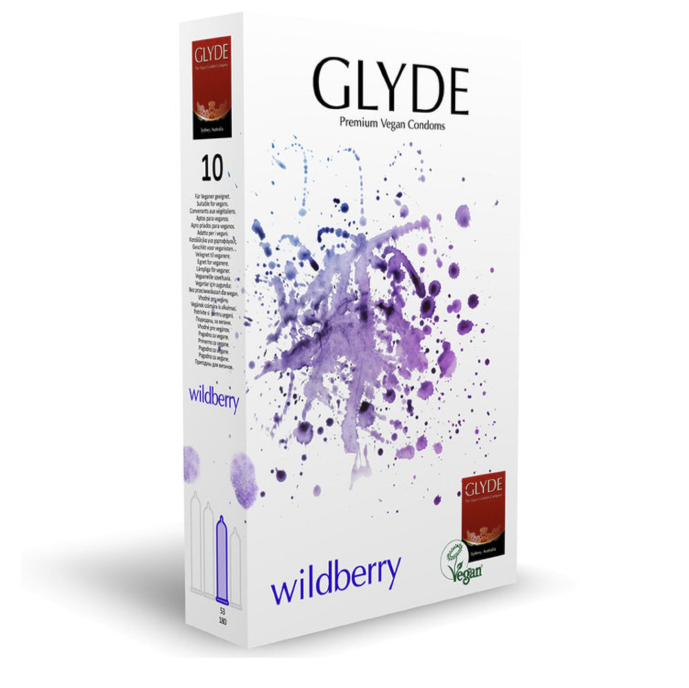 Glyde Wildberry Flavour Vegan Condoms 10 Pack