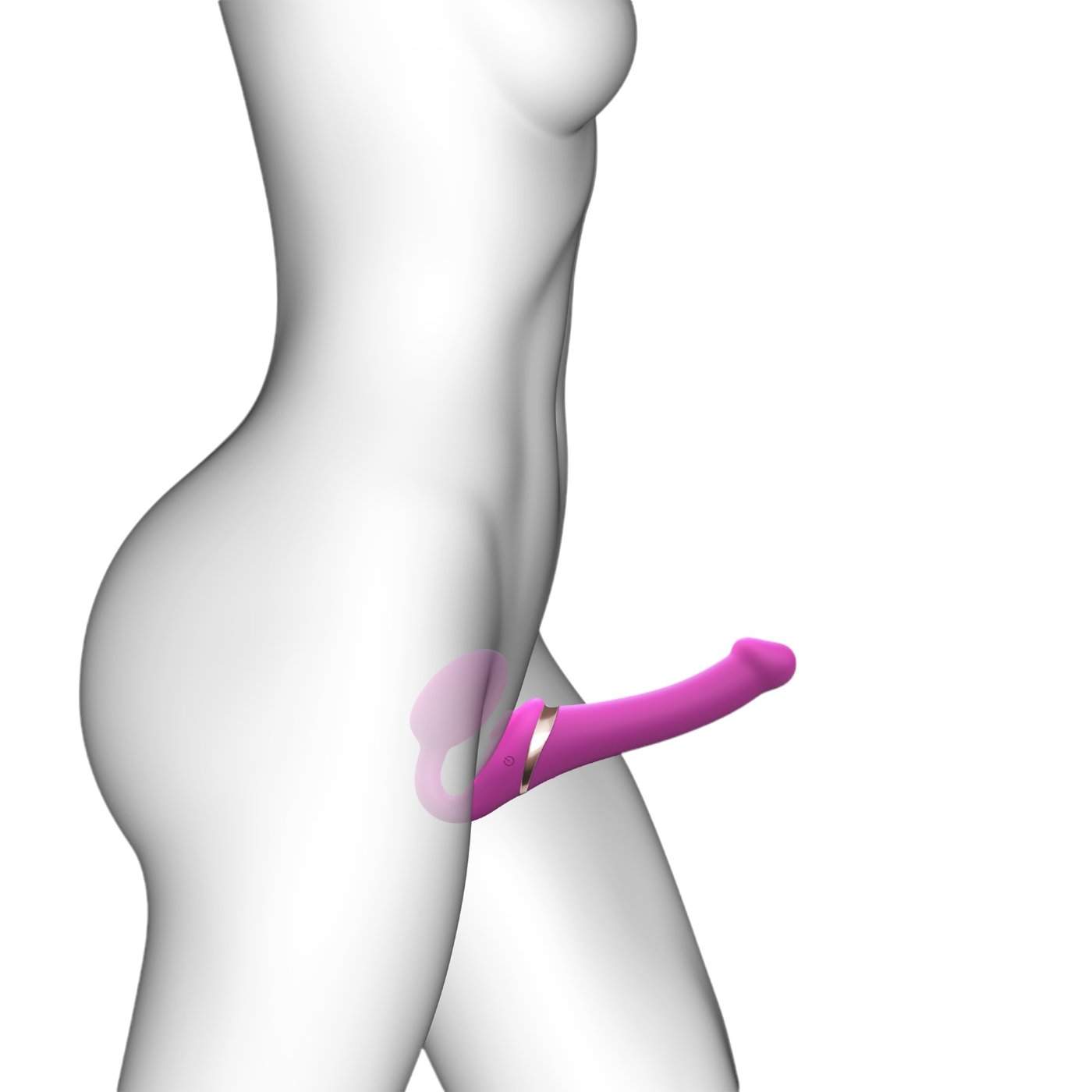Strap-On-Me Licking Rechargeable Remote Control Vibrating Strapless Strap-On Fuchsia M