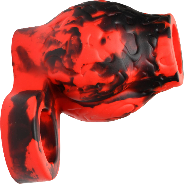 Creature Cocks Hell Hound Silicone Penis Sleeve and Ball Stretcher Red, L