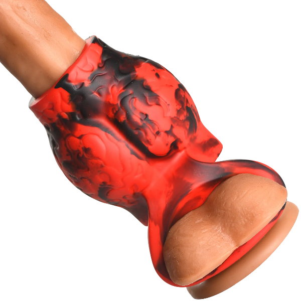 Creature Cocks Hell Hound Silicone Penis Sleeve and Ball Stretcher Red