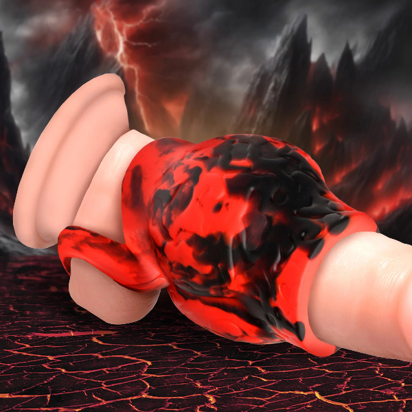 Creature Cocks Hell Hound Silicone Penis Sleeve and Ball Stretcher Red