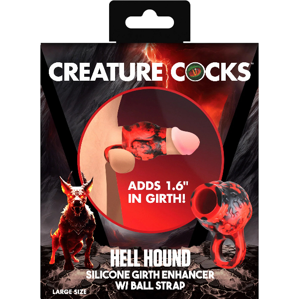 Creature Cocks Hell Hound Silicone Penis Sleeve and Ball Stretcher Red