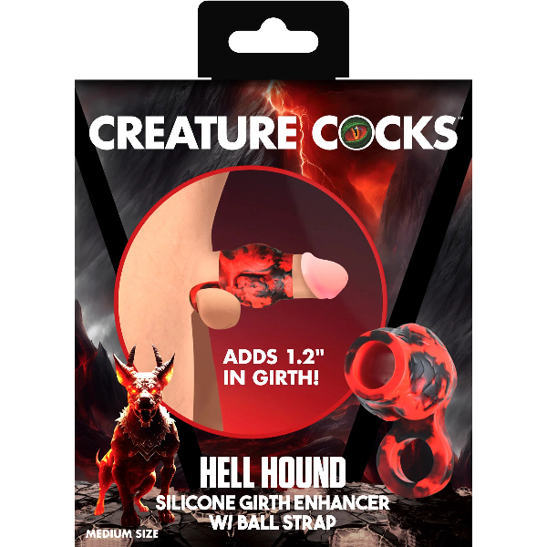 Creature Cocks Hell Hound Silicone Penis Sleeve and Ball Stretcher Red