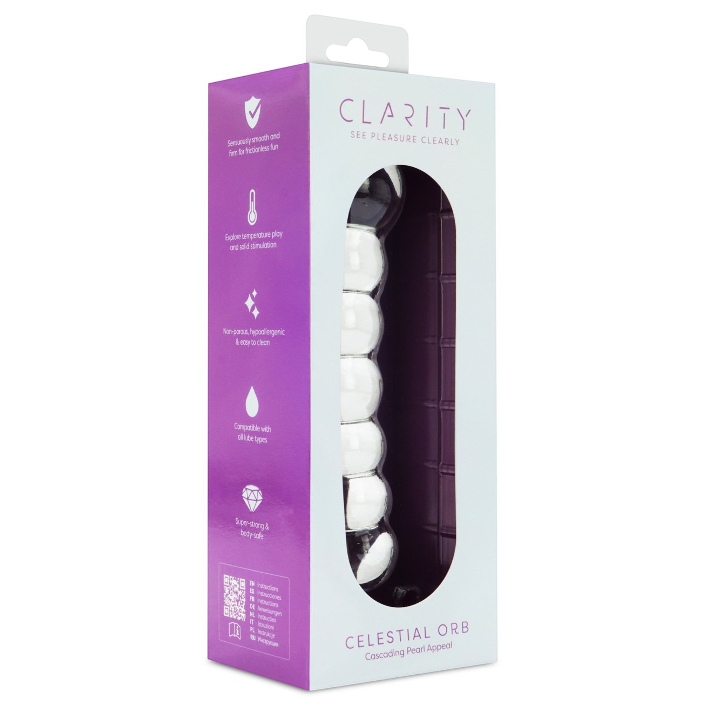 Clarity Celestial Orb Double Ended Glass Dildo 6.6 Inch