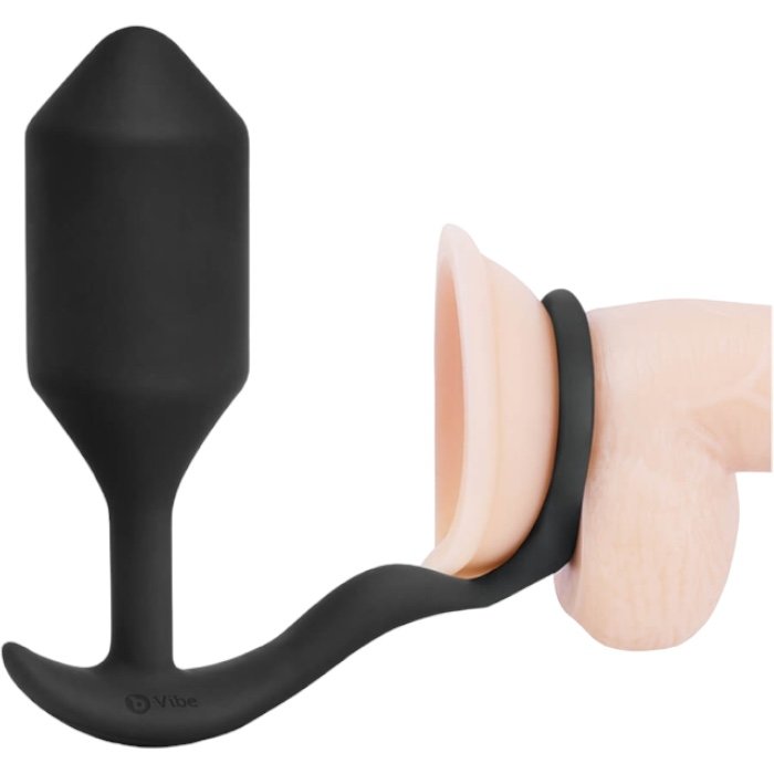 b-Vibe Snug & Tug Medium Weighted Butt Plug & Penis Ring
