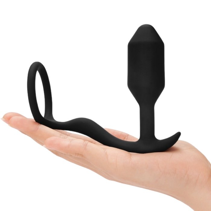 b-Vibe Snug & Tug Medium Weighted Butt Plug & Penis Ring