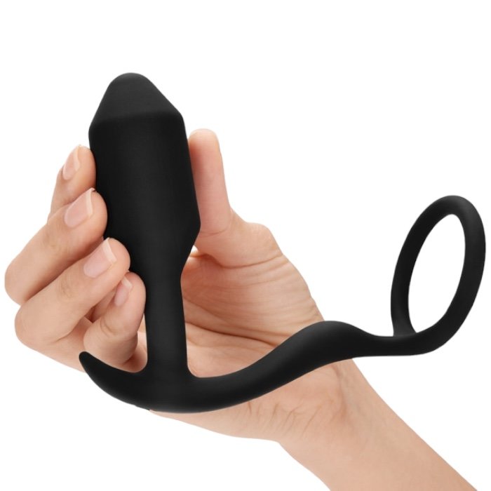 b-Vibe Snug & Tug Medium Weighted Butt Plug & Penis Ring