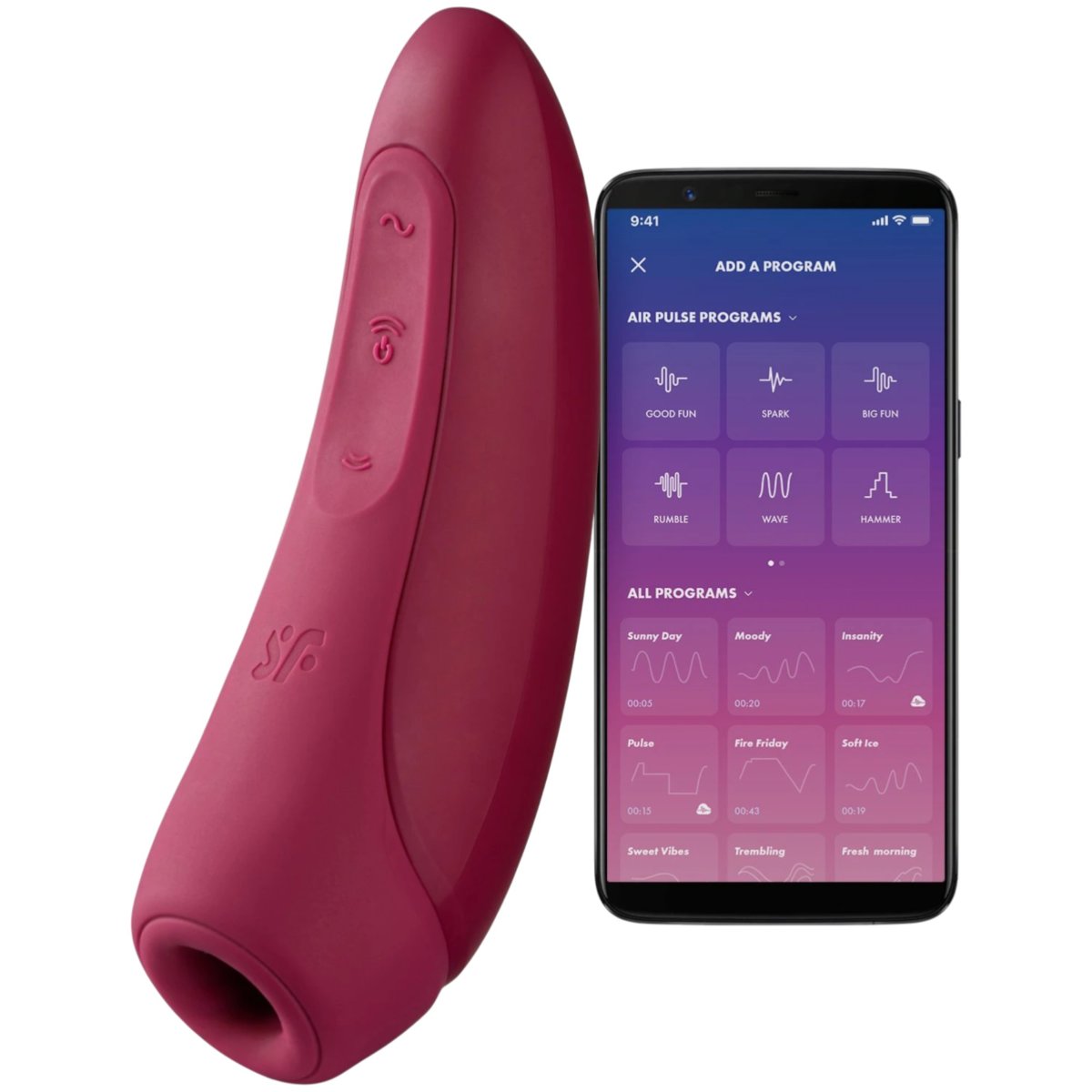 Satisfyer Curvy 1+ App Controlled Clitoral Suction Stimulator Red