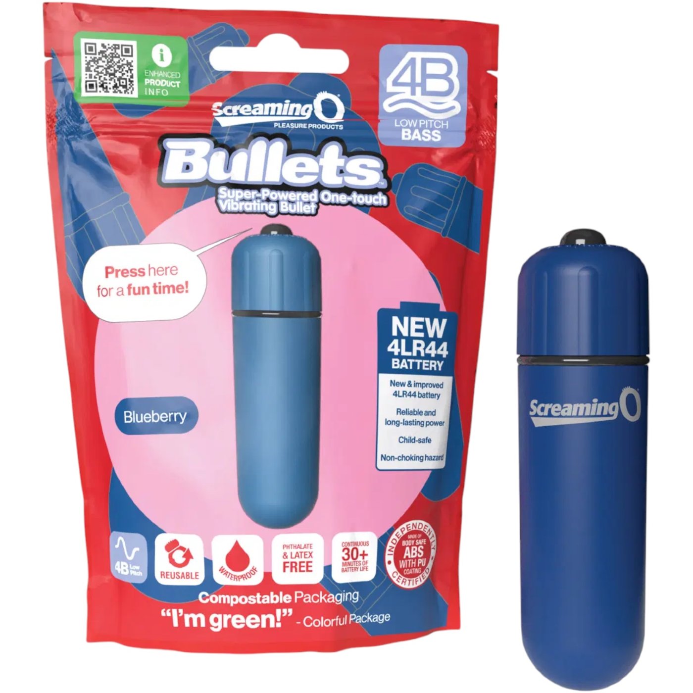  Screaming O 4B Deep Rumbling Bullet Vibrator Blueberry