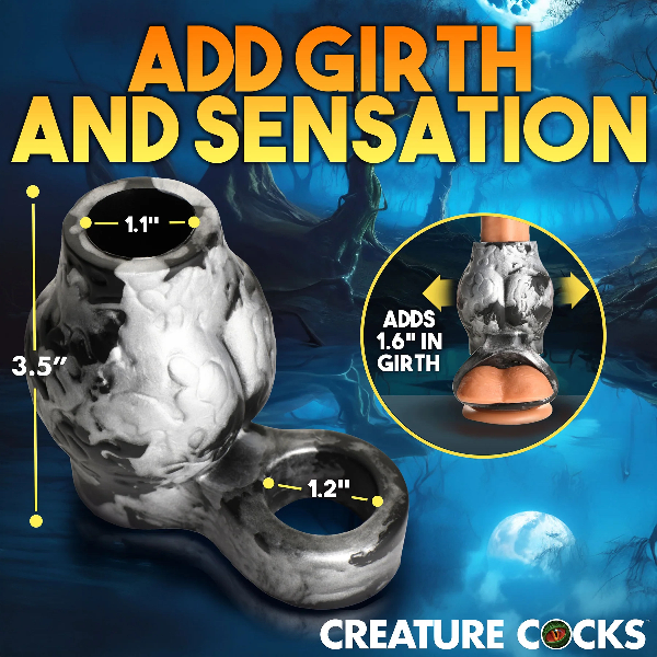 Creature Cocks Night Prowler Silicone Girth Enhancer with Ball Strap Silver