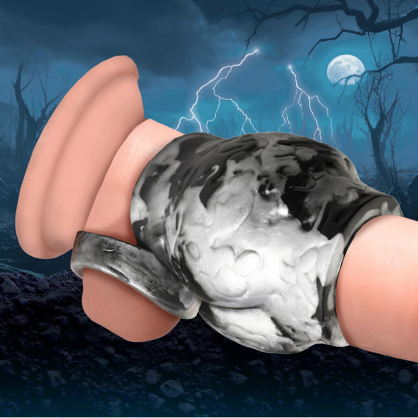 Creature Cocks Night Prowler Silicone Girth Enhancer with Ball Strap Silver