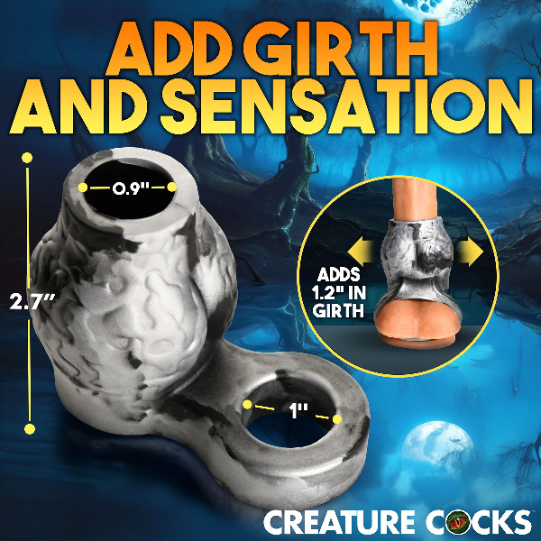 Creature Cocks Night Prowler Silicone Girth Enhancer with Ball Strap Silver