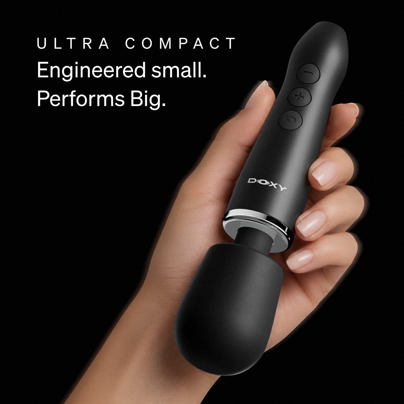 Doxy Go Ultra Compact Rechargeable Mini Wand Vibrator Black