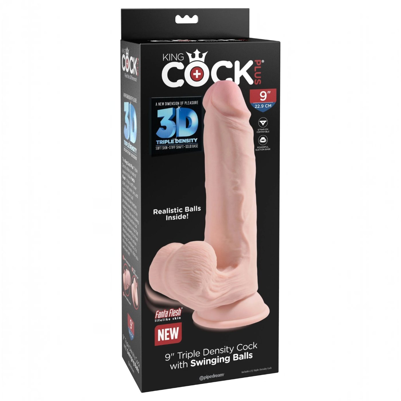 King Cock Plus 9 Inch Triple-Density Dildo with Swinging Balls