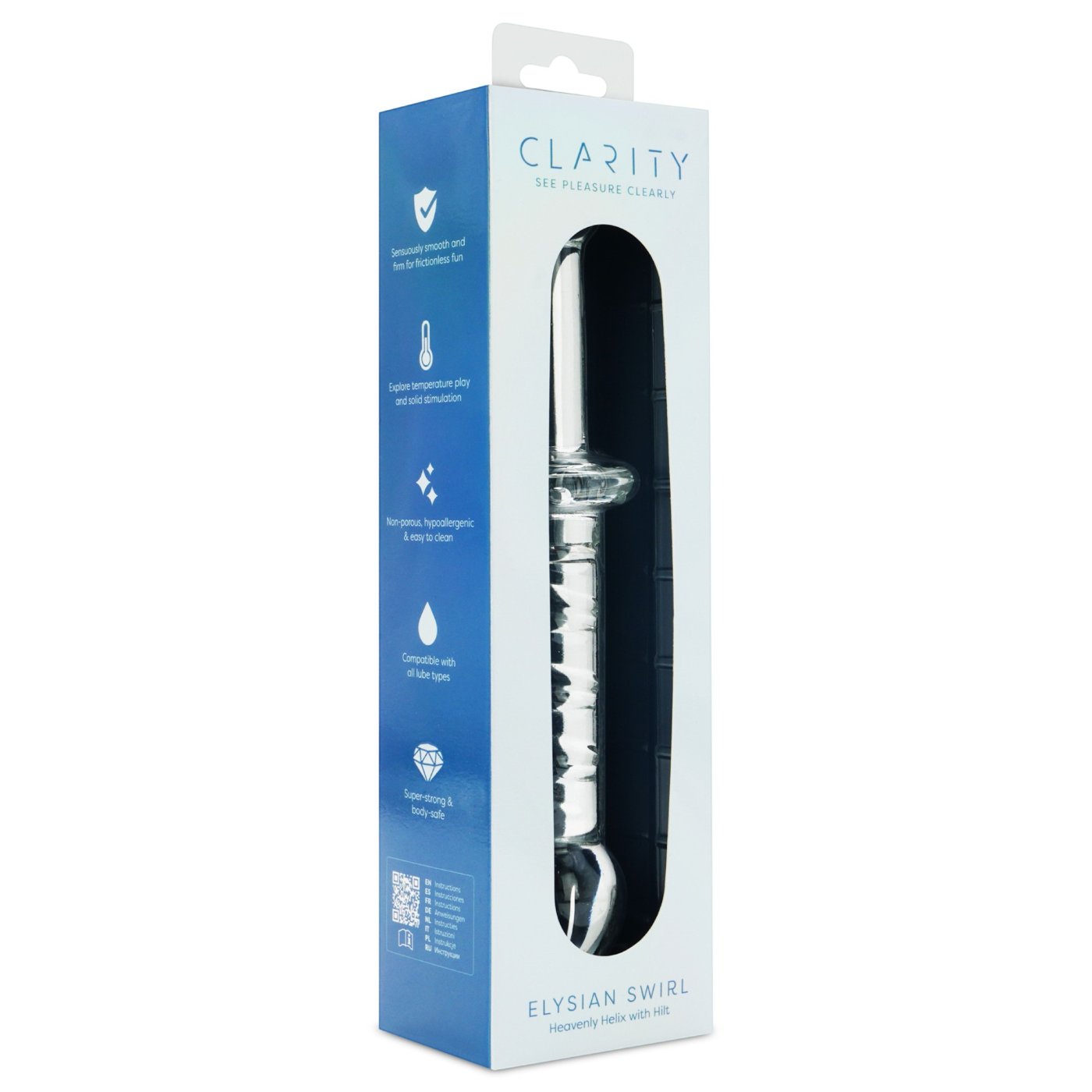 Clarity Elysian Swirl Double Ended Glass Dildo 9 Inch